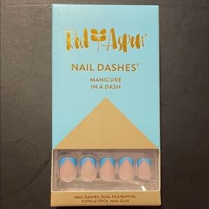 Red Aspen Nail Dashes Press-On Nails - Nude with Blue Tip